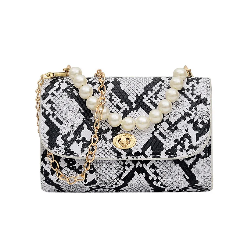 

snake chain shoulder fashion tassel small square beads handle ladies handbags women bag