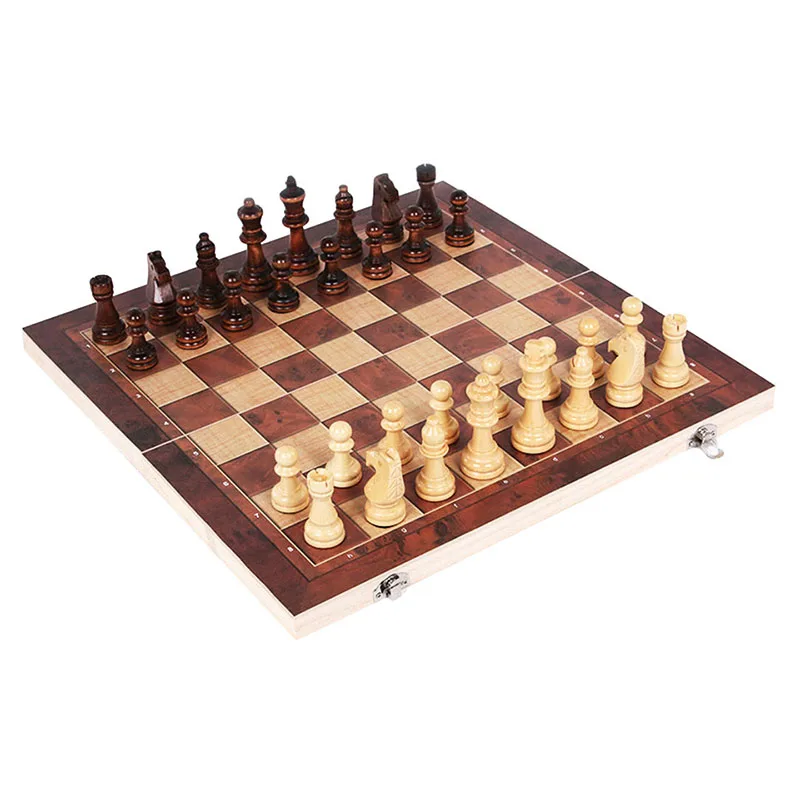 

2020 Hot Selling Kids 3 in 1 Multifunction Floding Wooden International Chess Set