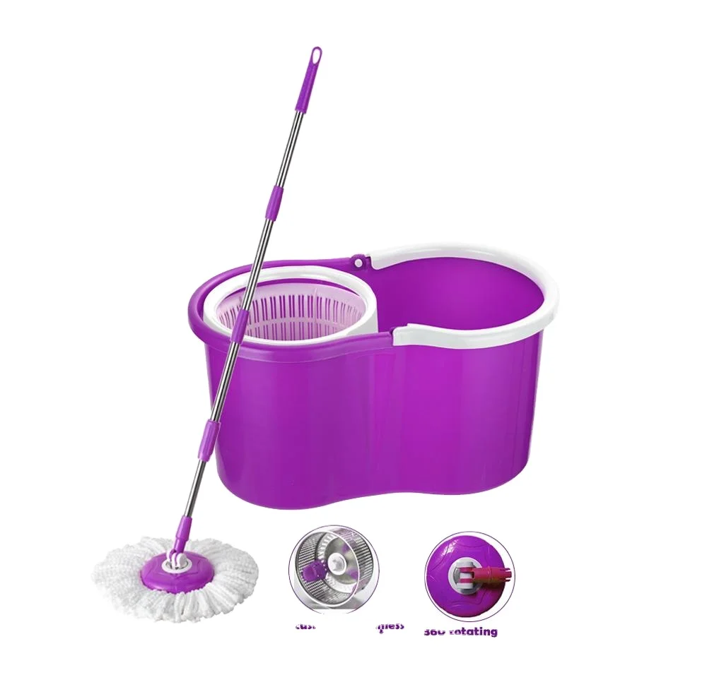 

Top Selling Mop and Bucket Set Deluxe Water Squeeze Mop 360 Stainless Steel Spin Magic Mop Clean Floor with 1 Mophead Packaging