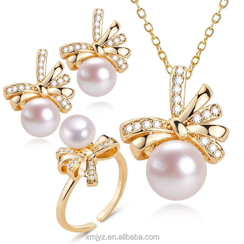 

Internet Celebrity Live Butterfly Freshwater Pearl Ear Studs 18K Bag Gold Fashion Necklace Earrings Ring Pearl Suit Female Batch