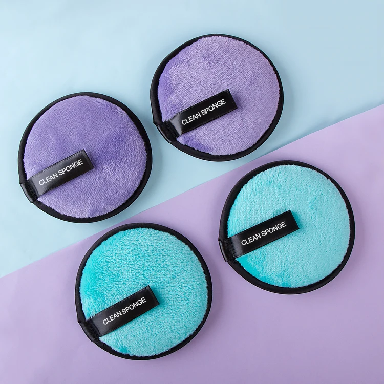 

Custom Face Cleaning Blue Marble Organic Cotton Washable Remove Reusable Microfibre Make Up Pads With Mesh Bag