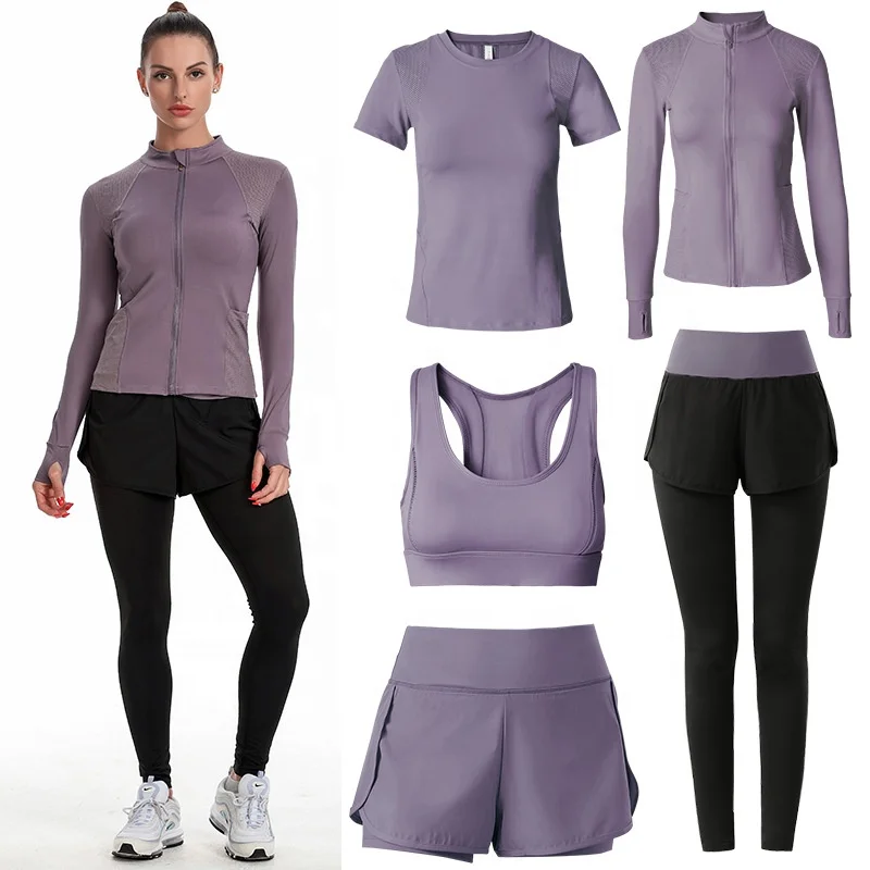 

2021 Breathable Workout Sportswear Sets Custom Design Women Sport Legging Fitness Long Sleeve Top Yoga jersey Sets