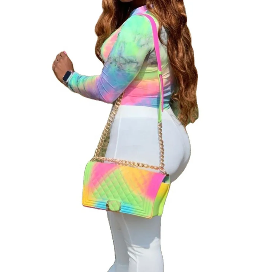 

AI112-8045 2020 winter women clothing Casual tie-dye long sleeve T-shirt flared pants suit wholesale