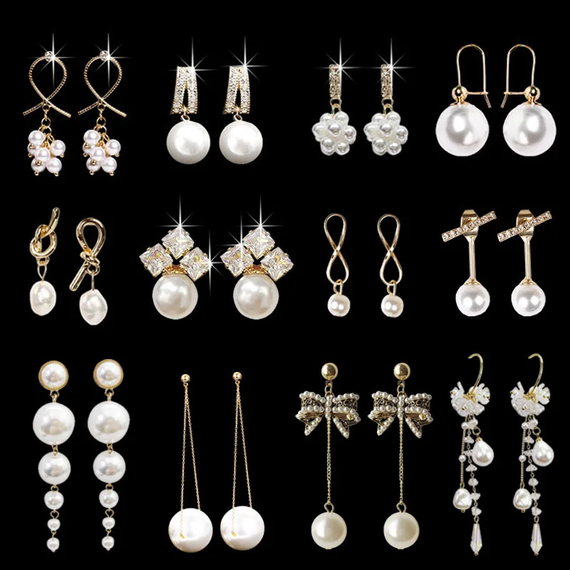 

pearl earring fashion discount non tarnish earring free sample trendy dozen earring assorted earring jewelry