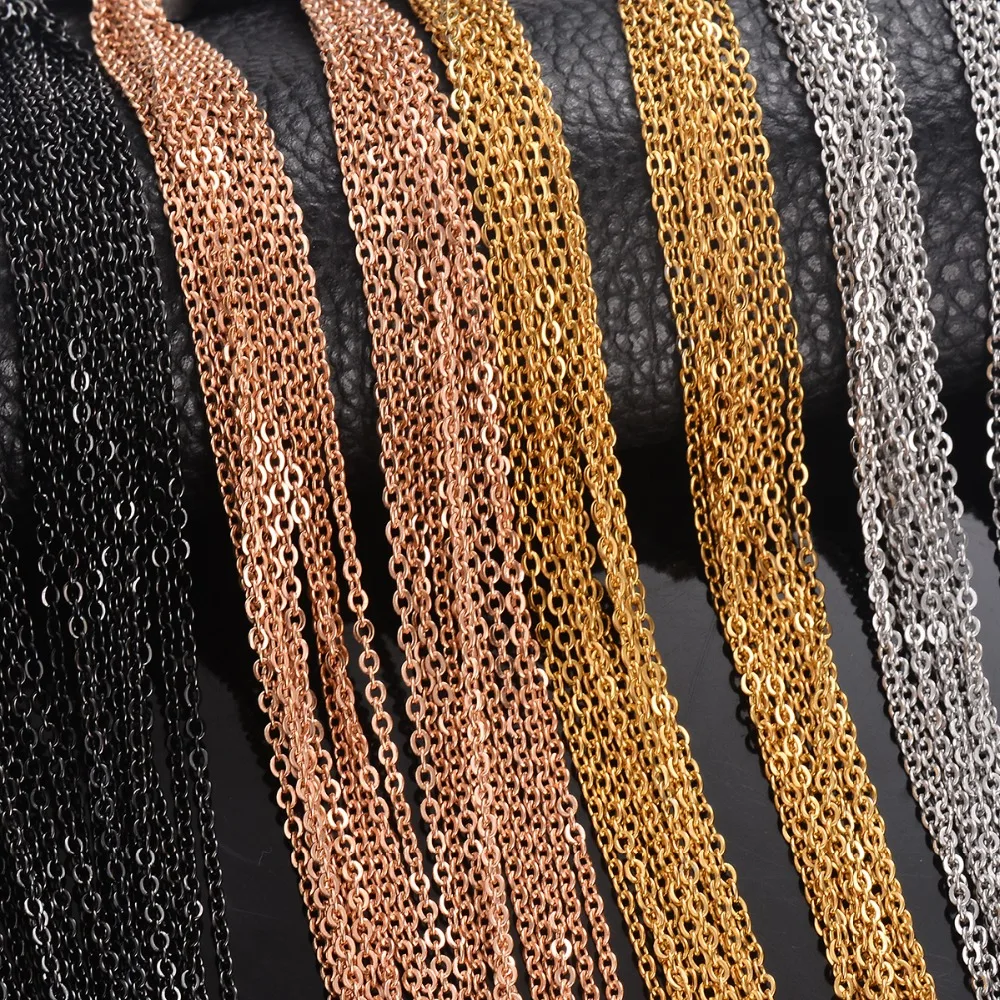 

10pcs/bag Stainless Steel Cross Link Chain Necklace Fit DIY Pendant Necklace Jewelry Making Findings 1.2/1.5/2/2.4M