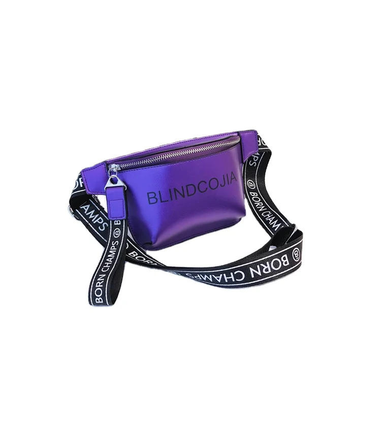 

Custom outdoor fashion adjustable running waist bag solid color waterproof pu laser fanny packs for girls, Black or custom