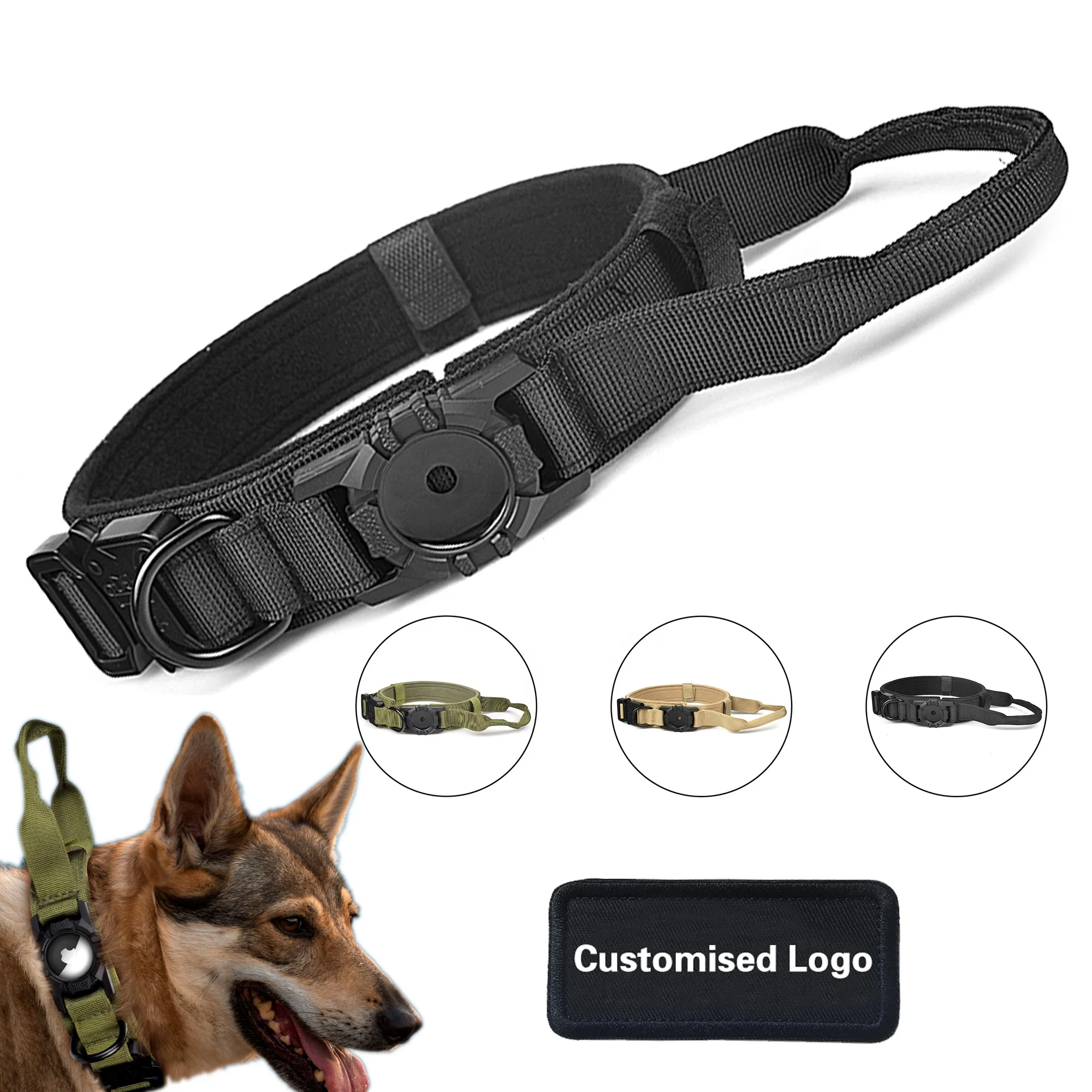 

Tactical Dog Airtag Collar Luxury Custom Nylon Personalized Protecter Metal Brucket Heavy Duty For AirTag Dog Collar