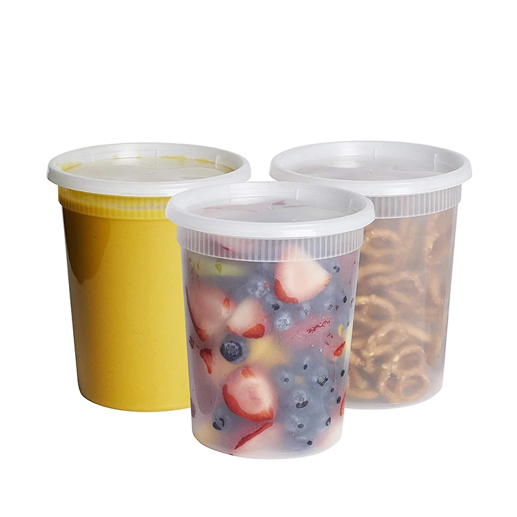 16oz Plastic Deli Food Storage Containers With Plastic Lids