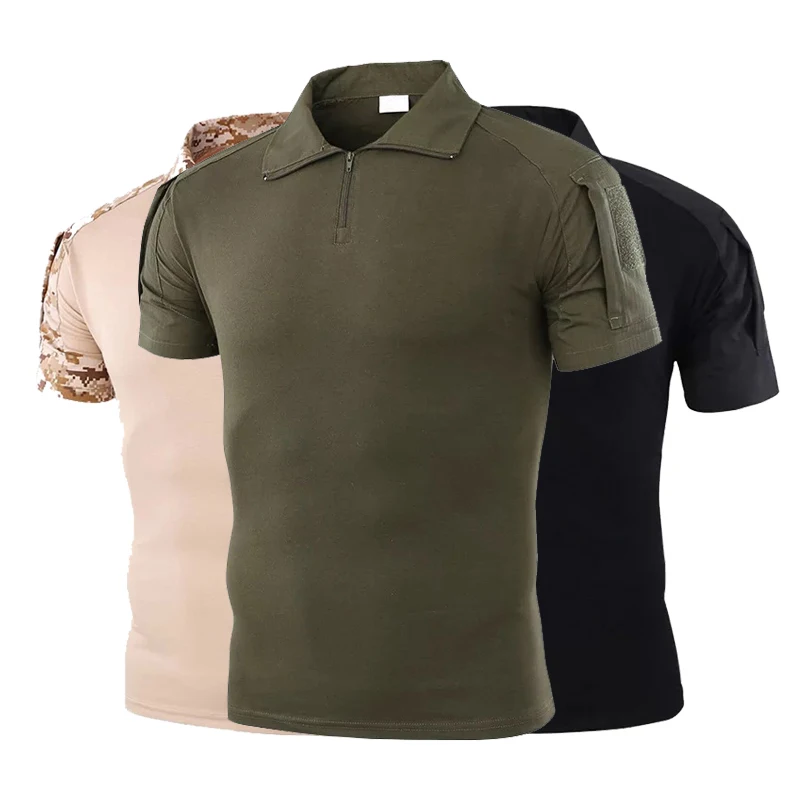 

New Summer Men Outdoor Tactical Military Shirts Sports Camouflage Outdoor Tactical Quick Drying Lapel Shirt, Multiple colour