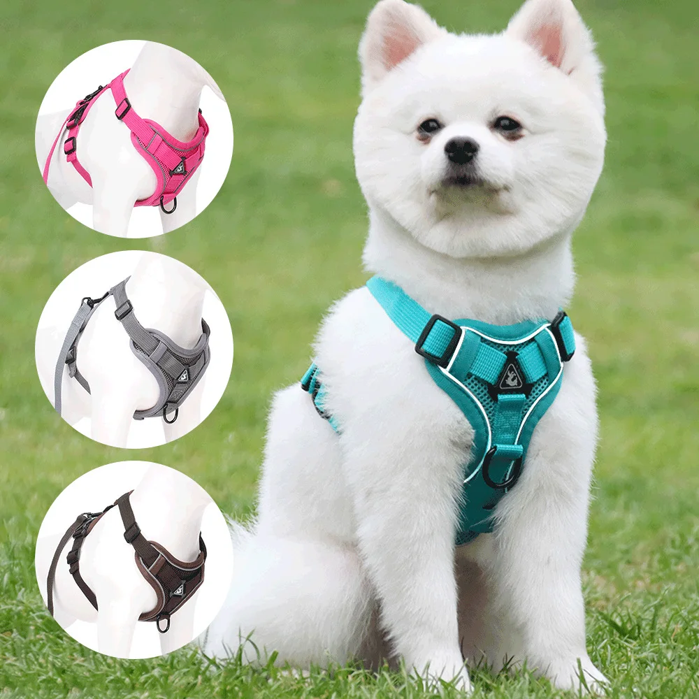 

No Pull Dog Harness and Leash Set Adjustable Pet Harness Vest For Small Dogs Cats Reflective Mesh Dog Chest Strap French Bulldog