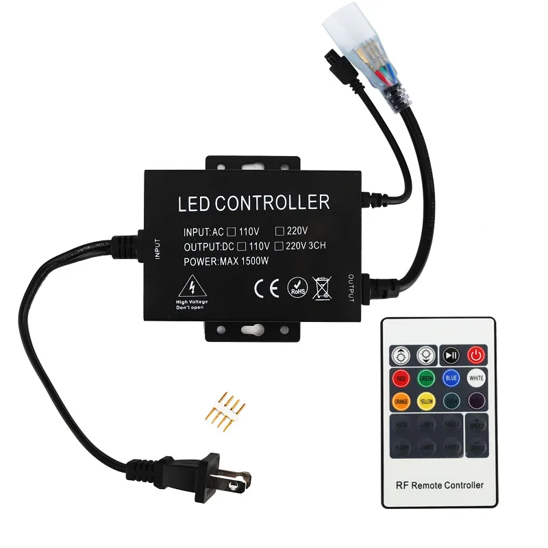 The factory wholesale Infrared remote control 110V 220V High Voltage Led light Strip RGB Controller led dimmer 1500W high power