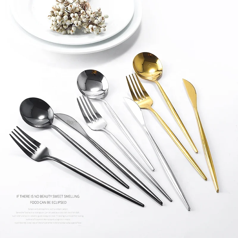 

Restaurant cheap silver fancy flatware set hotel silverware plated flatware stainless steel cutlery, Silver cutlery set