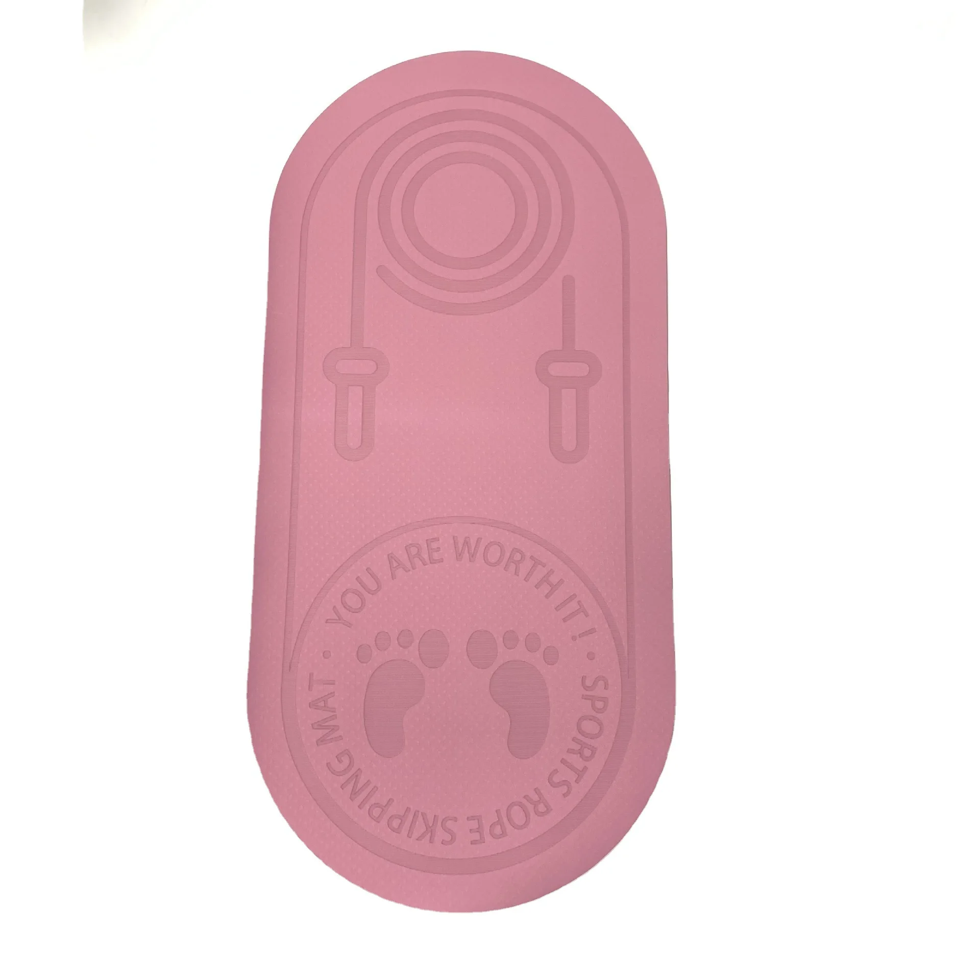 

customized logo printed rubber indoor exercise yoga 8mm tpe oval skipping jump rope mat, Customized color