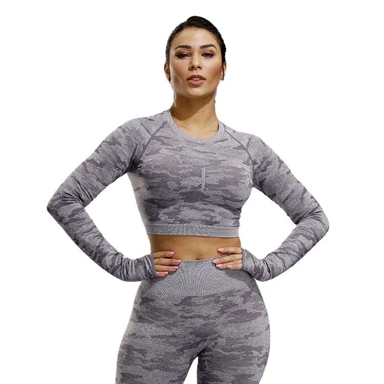 

Latest Design 2 Piece Active Long Sleeve Seamless Sports Suits Fitness Gym Workout Yoga Wear Set