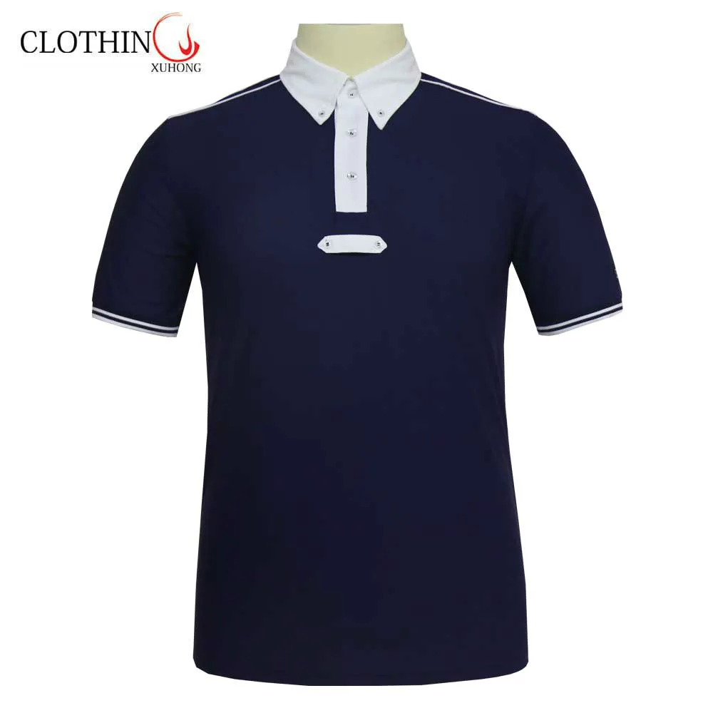 

custom man new design equestrian clothing manufacturers dry fit high elastic equestrian horse riding shirt, Navy blue