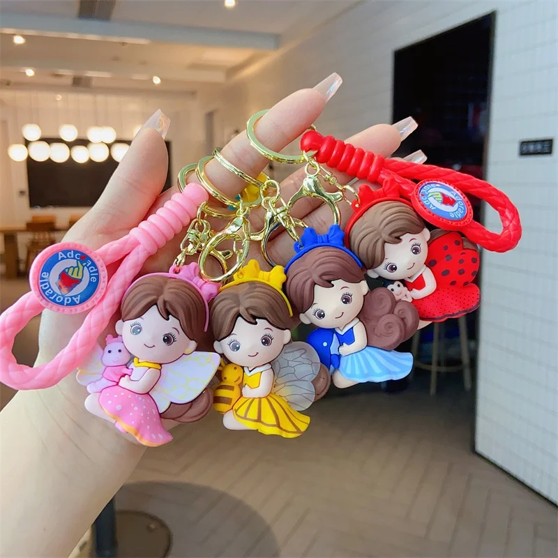 

Promotional gifts creative 3D rubber cartoon cute fairy girl princess keychain