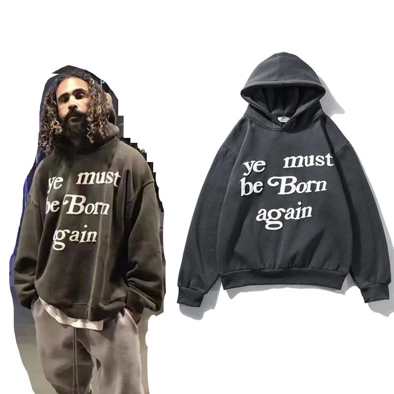 

Kanye West Inside Fleece Foam Letter Print Hooded Sweatshirt Men and Women Oversize Streetwear Pullover Casual Hoodies, Customized color