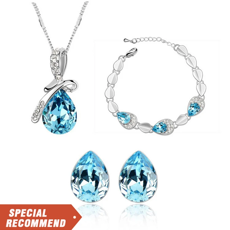 

Wholesale high quality Angel Tears Austrian Crystal Necklace & Bangle & Earring Set Fashion Jewelry Set