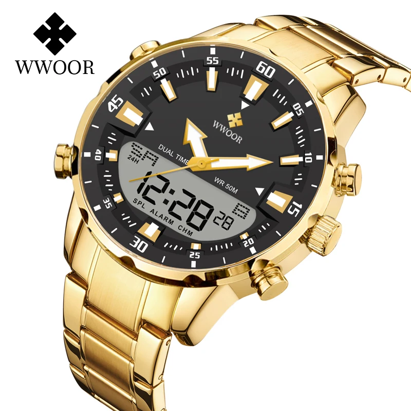 

High End Luxury Brand Men Watches LED Dual Display Waterproof Sports Business Wristwatch Digital Quartz Calendars