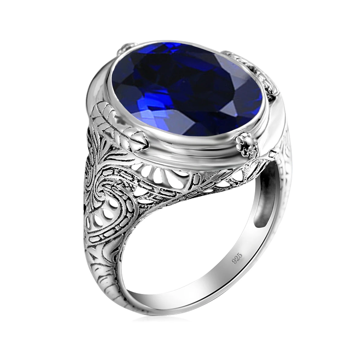 

Vintage Turkish Jewelry Men's Ring Evening Rings Jewelry Manufacturer Shenzhen Sapphire Fine Pattern Religious Party Silver J38