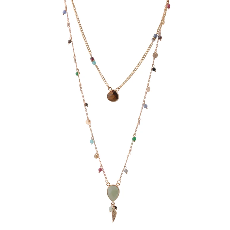 

NeeFu WoFu Gold Lightweight Natural Stone Assembly Detachable Pendant Beads Necklace for Women 2020