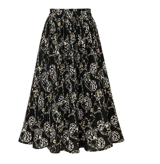

Floral Chiffon Skirt Summer Printed Casual Ladies Bottoms Mid-Length Flower Dress XQM