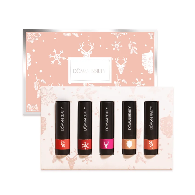 

Domani Beauty Wholesale Makeup Natural Organic Mini Waterproof Red 5pcs Velvet Matte Private Label Lip Stick Lipstick Box Set