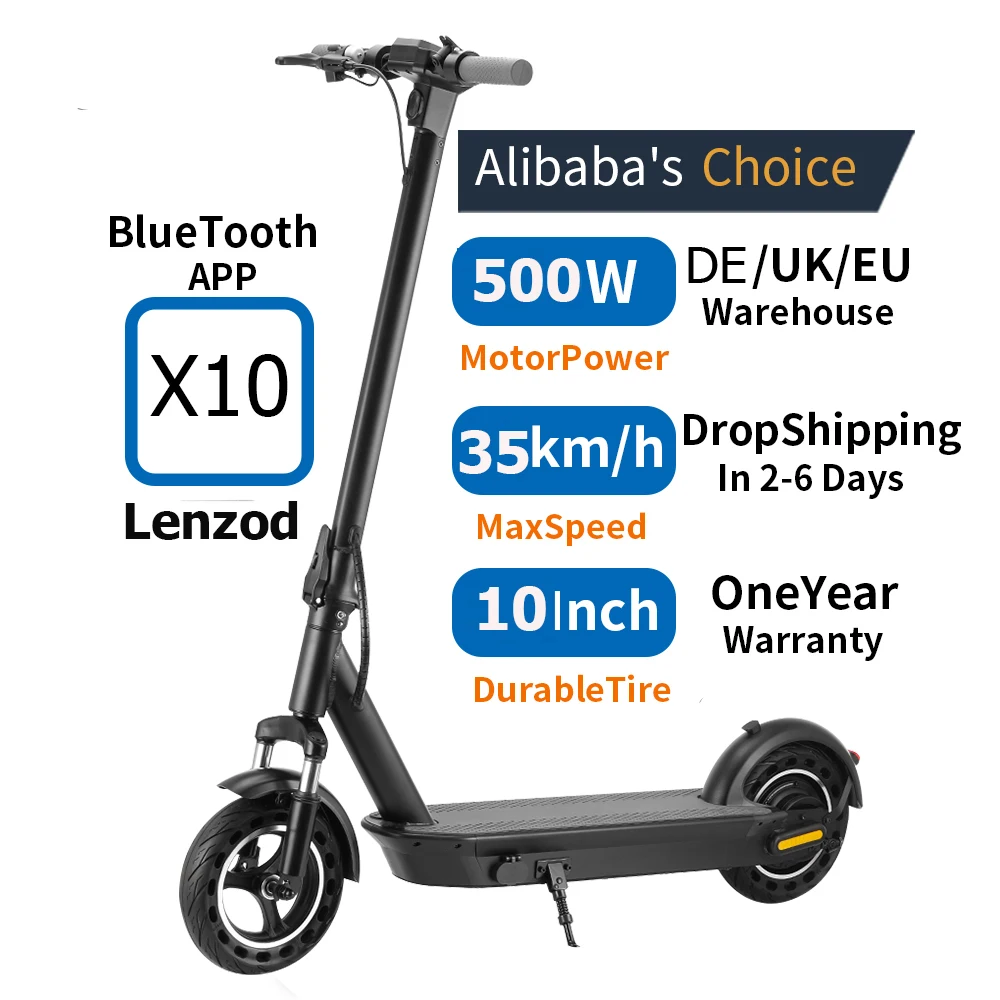 

Germany EU warehouse DDP 10 inch 500 W 15.2 ah 35 KM motor electric scooters High Quality foldable electric scooter for adult