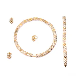 2020 new ladies golden necklace earings set luxuri