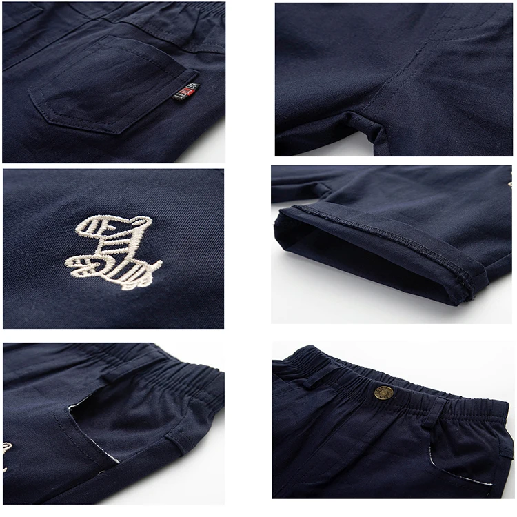 Summer boys shorts woven trojan embroidered casual pants 