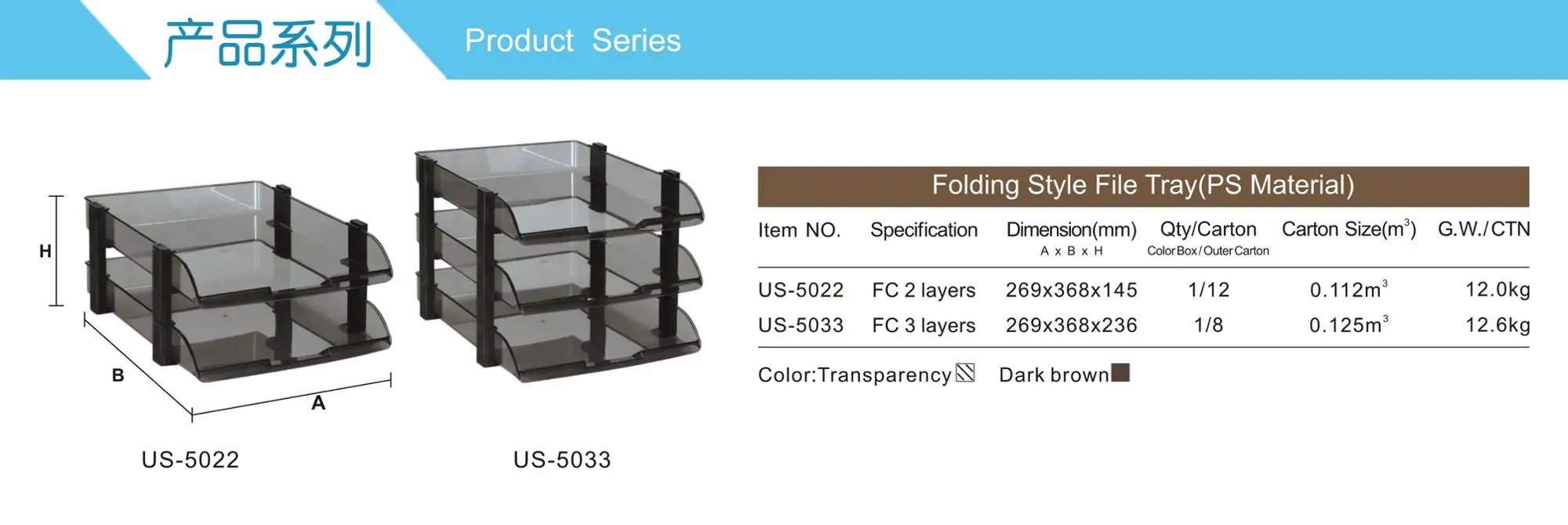 
US-5022 Folding Office File Tray 2 Layers Plastic Letter Organizer Desktop Paper Sorter 
