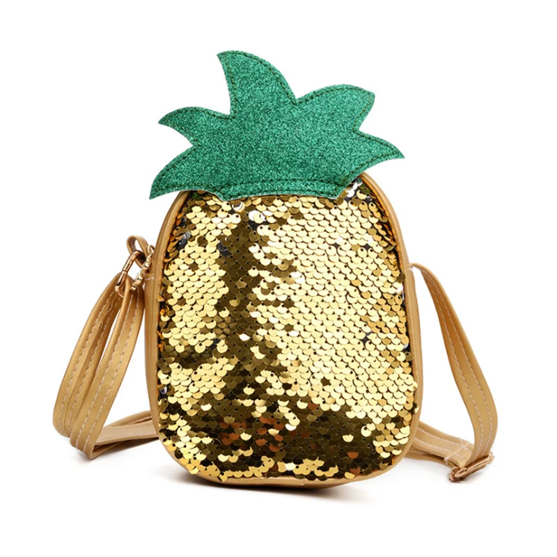 

Hot Sale Korean Trend Strawberry Pineapple Model Children Wallet Purse Mini School High Quality Kids Sequins Bags, As pic