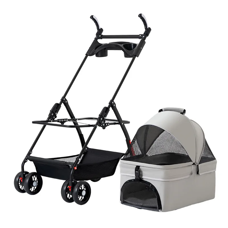 Luxury Lightweight Fabric Pet Stroller Foldable Pet Car Backpack for Cat Dog Teddy for Outdoor Travel