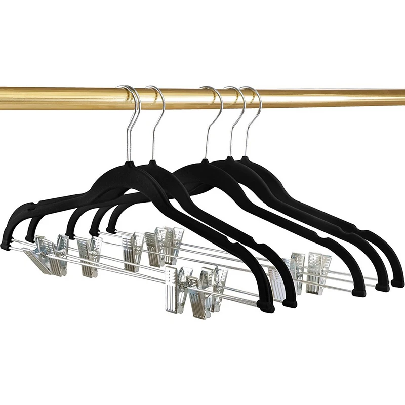 

Luxury Velvet Hangers 30 Pack Flocking Anti Slip Hanger Velvet Cheap Clothes Hanger With Clips