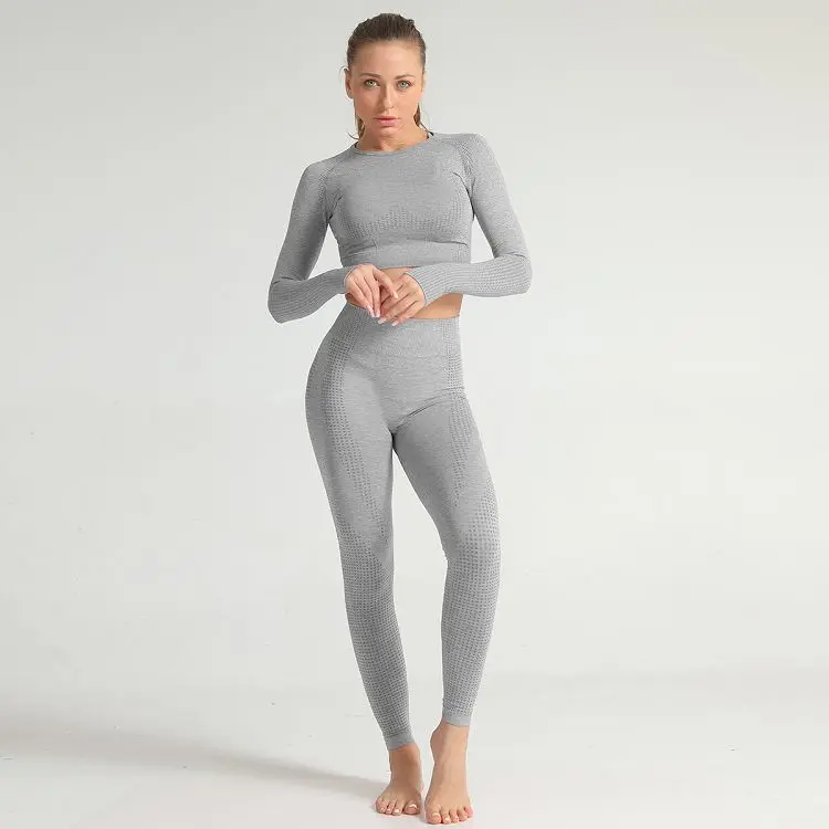 

Europe And America Seamless Knitting Fitness Tight Point Jacquard Sports Suit Body Yoga Top