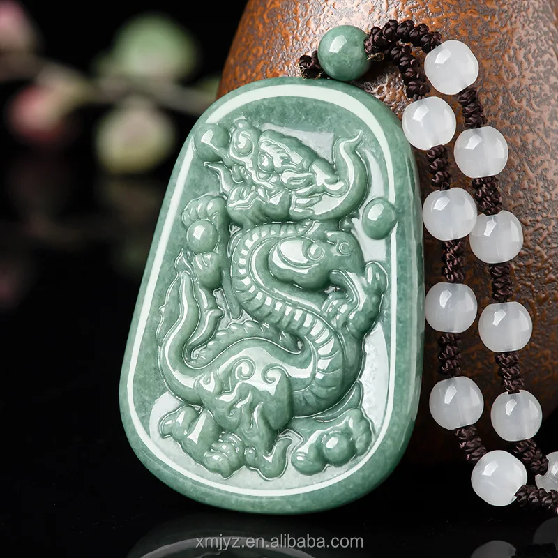 

Certified Grade A Natural Jade Bean Seed Domineering Dragon Brand Jade Pendant Zodiac Jade Pendant For Men And Women W