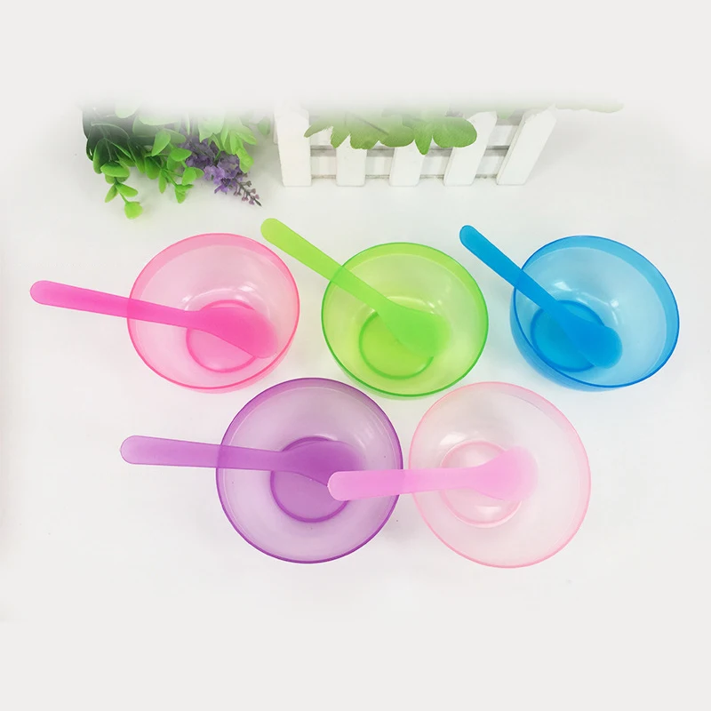 

DIY beauty spa PP plastic face mask mixing spatula bowl set cosmetic skin care bowls clear facial mask small bowl and spoon set