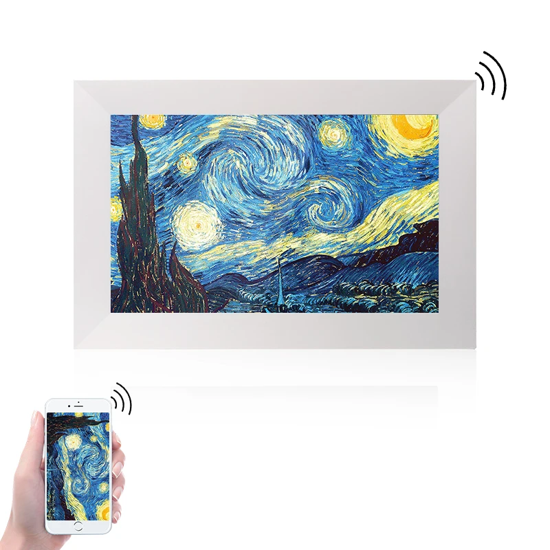 

Network wifi Android 10.1 inch high quality wifi digital photo frame MP4 video display, White/black