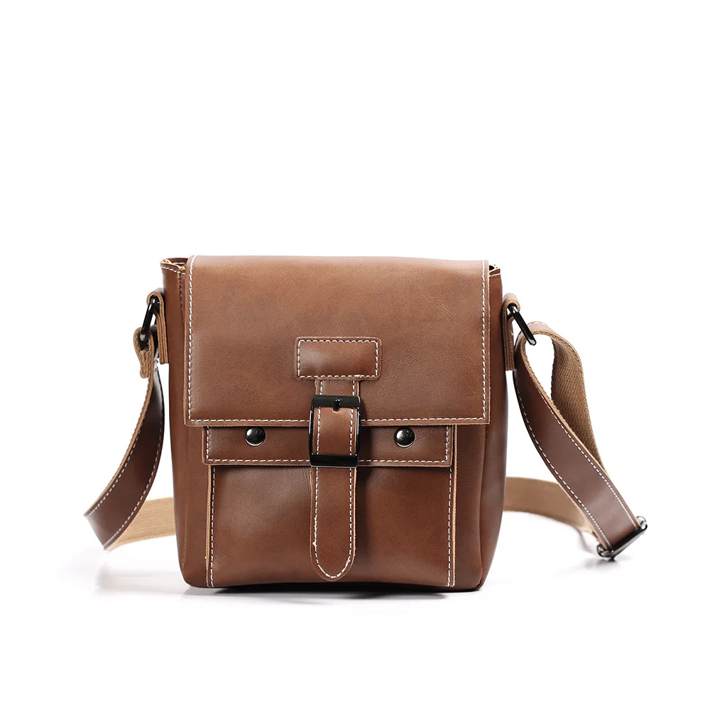 

New trendy style square zipper bag high quality single men crossbody bag unisex messenger bag, Black,brown