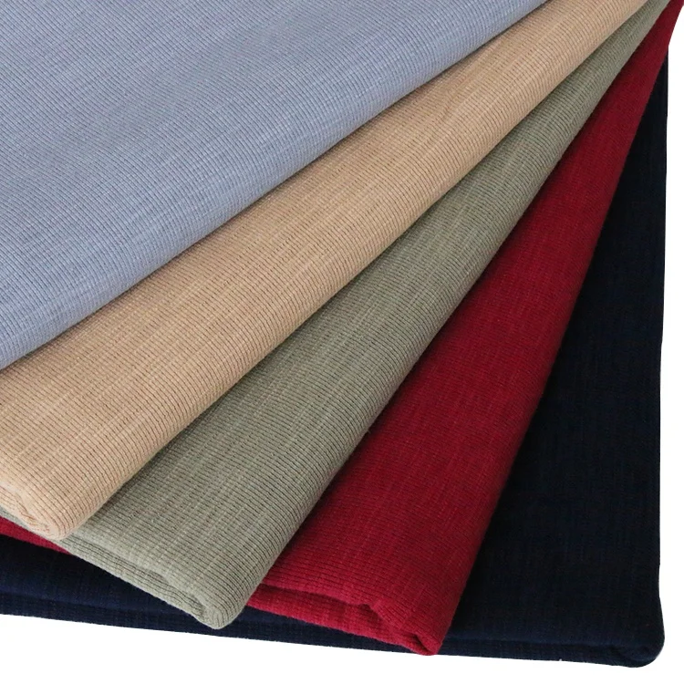
9122# 63% polyester, 33% cotton and 4% spandex 2x1 Bamboo blend yarn weaved rib knit navy fabric 
