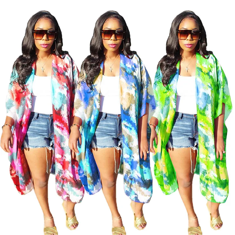 

New Stylish Women Loose Jackets Boutique Fashion Tie Dye Outerwear Women Long Cardigan Jacket, Customized color