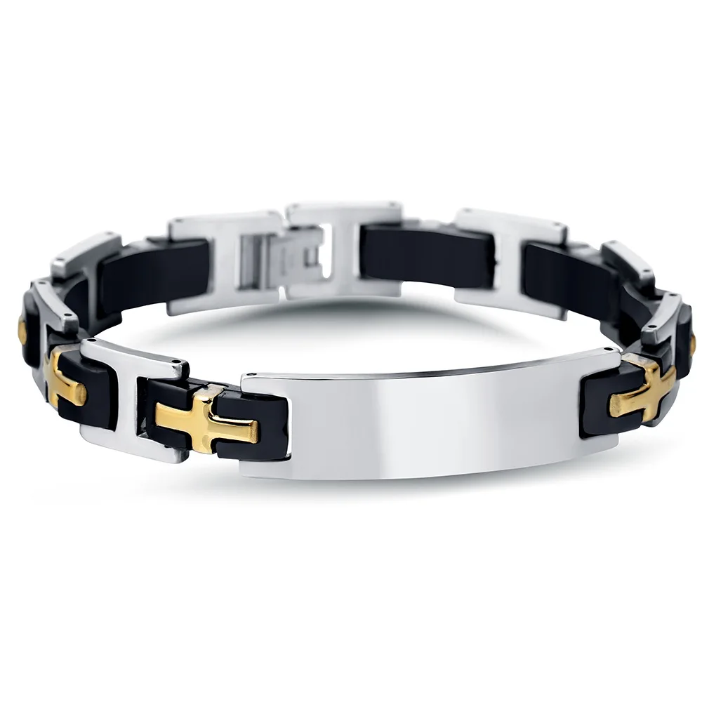 

Luxury Men Cross Bracelet Christian Stainless Steel Cross Bracelet Custom Name Jewelry For Mens