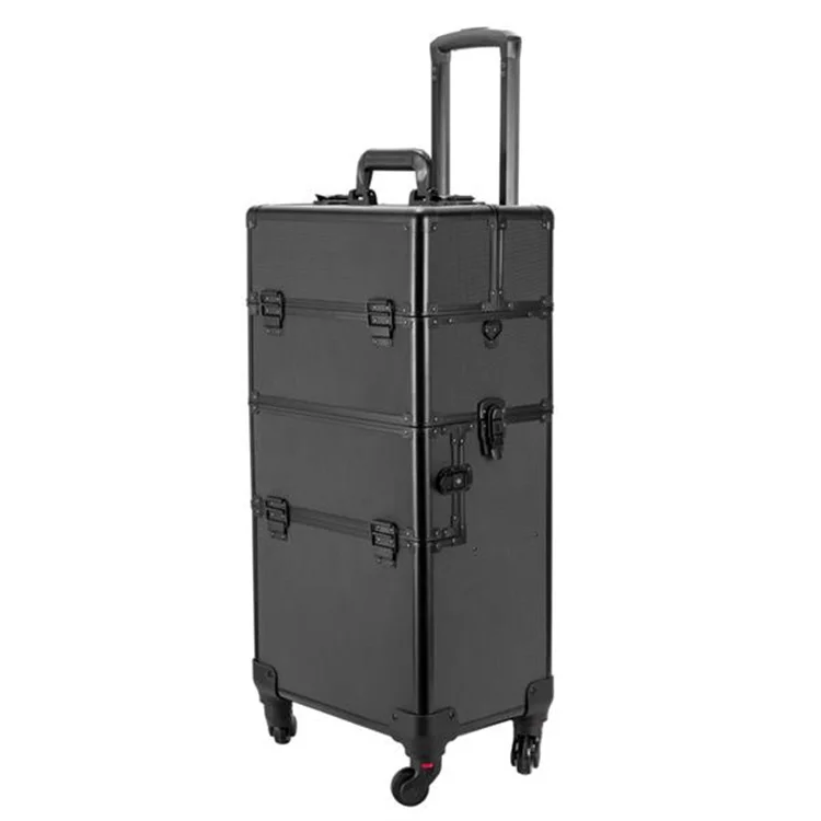 

Large-capacity trolley professional cosmetic case with makeup artist nail tattoo box tool box makeup trolley case, Black