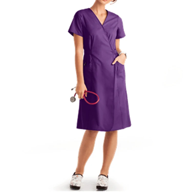 

Best selling items wrapped around dress scrubs suit nurse scrub dress dovetail skirt scrub set, Customized color