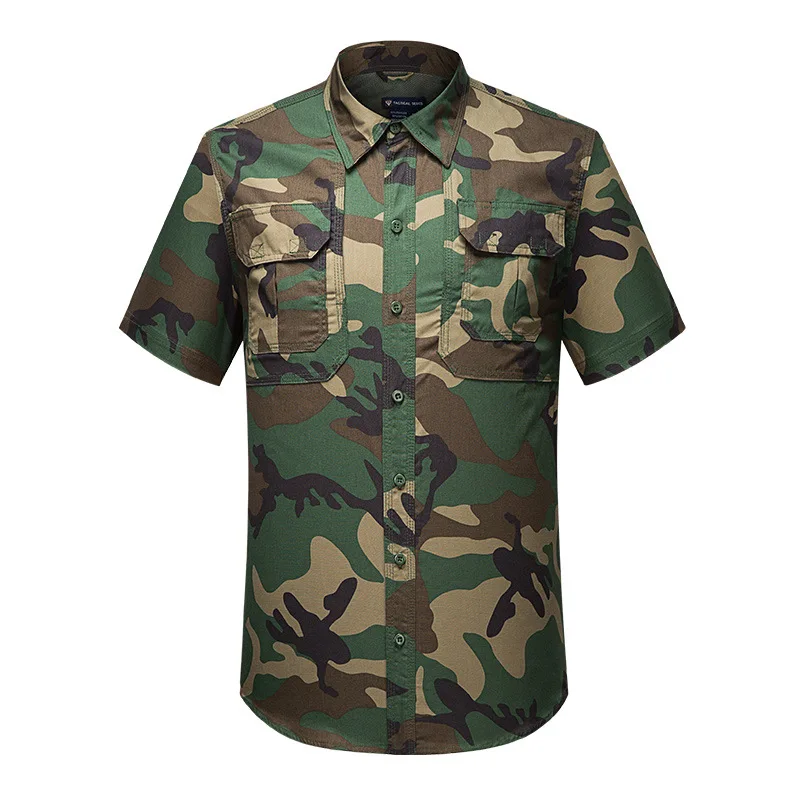 

Free Shipping Camouflage Tactical Shirt Men Summer Quick Dry Breathable Short Sleeve T Shirt Outdoor Hiking Training T Shirt