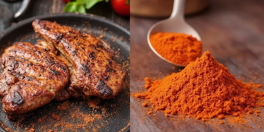 Close-up of someone rubbing spices onto a slab of ribs