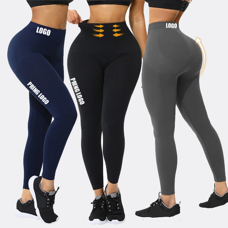 

Custom Logo High Waist Leggings Seamless Shapewear Slimming For Women Butt Lifter Shaper, As shown