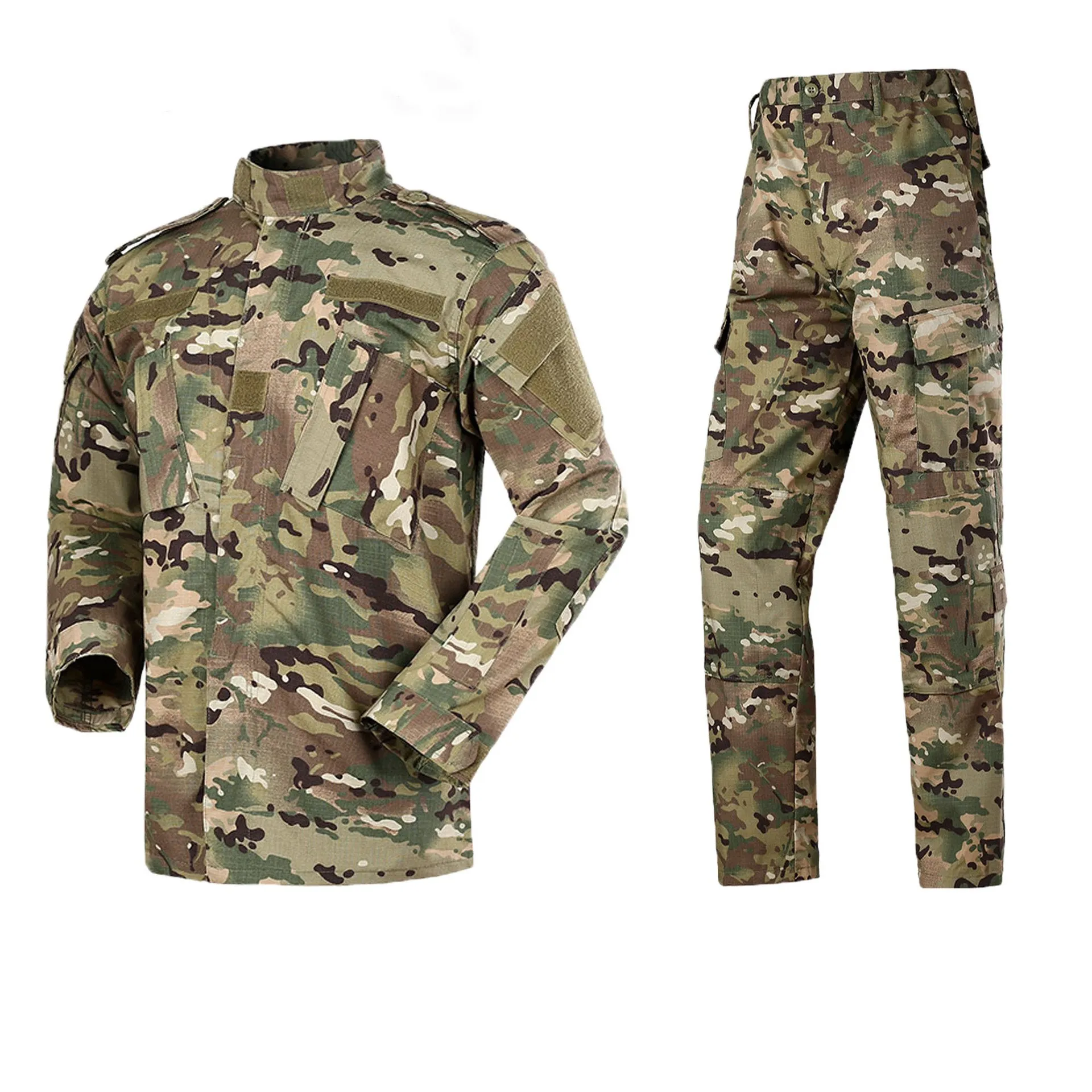 

Men's Tactical Jacket and army Combat Trousers Set Camo Woodland Hunting ACU Military Uniform