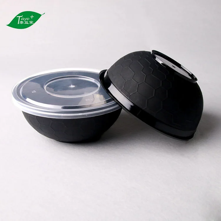 750 ml disposable plastic salad noodle bowl round food container with lid