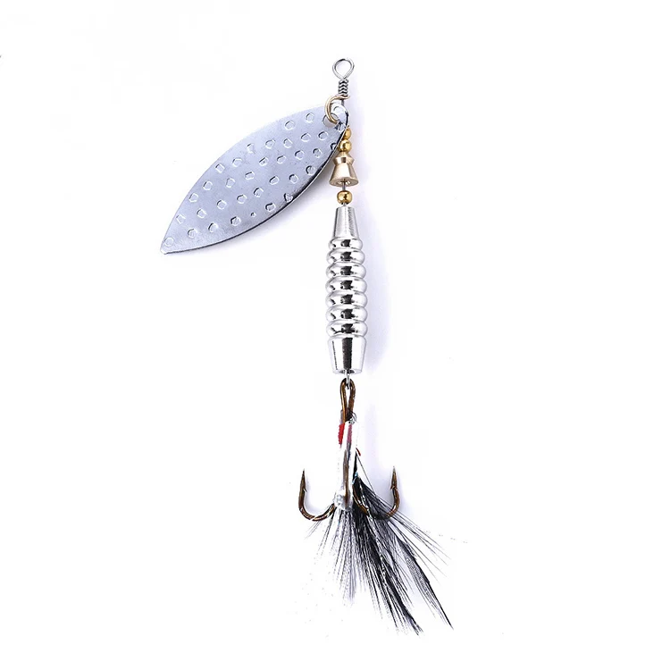 

WEIHE Large Metal Fishing Lures Wobblers Spinner Bait 10cm 16.5g Sequins Lure Feather Treble Hook, The color in picture